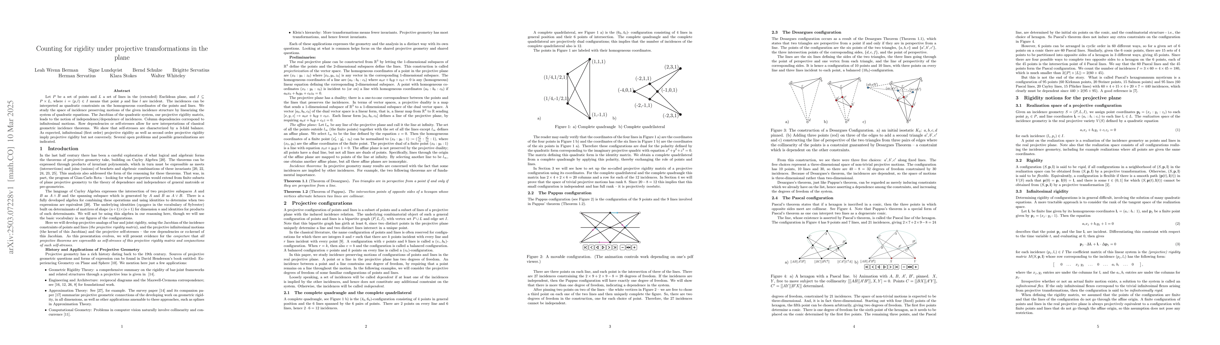 Thumbnail for Counting for rigidity under projective transformations in the plane