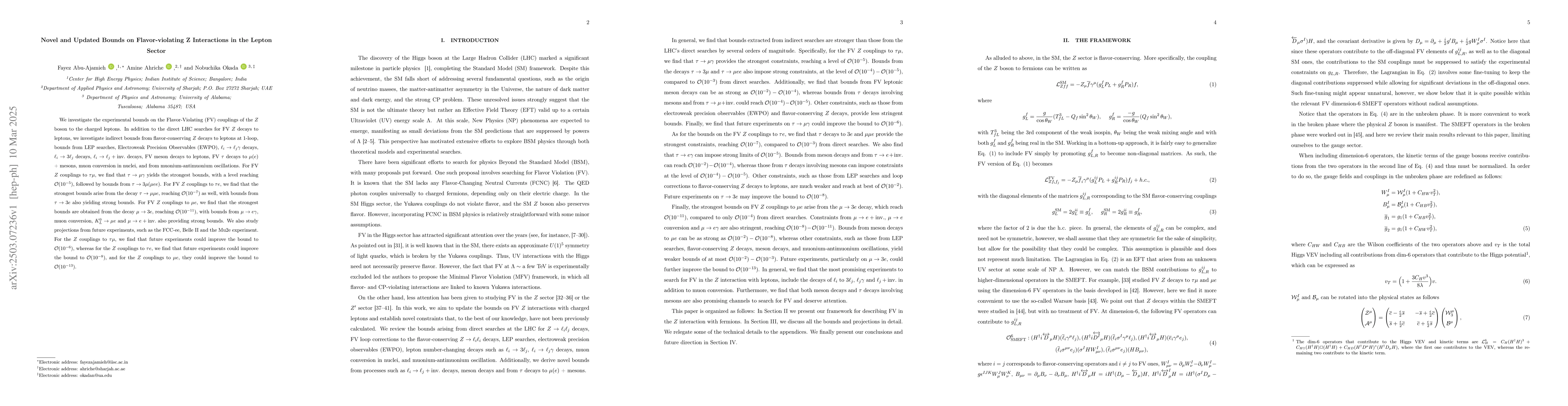 Thumbnail for Novel and Updated Bounds on Flavor-violating Z Interactions in the
  Lepton Sector
