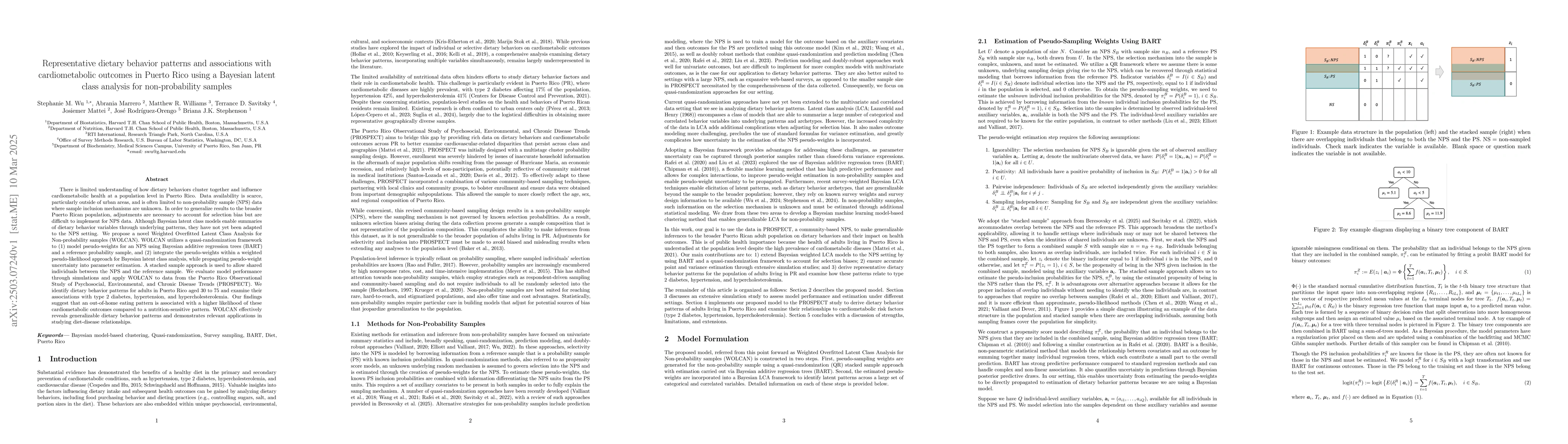 Thumbnail for Representative dietary behavior patterns and associations with
  cardiometabolic outcomes in Puerto Rico using a Bayesian latent class
  analysis for non-probability samples