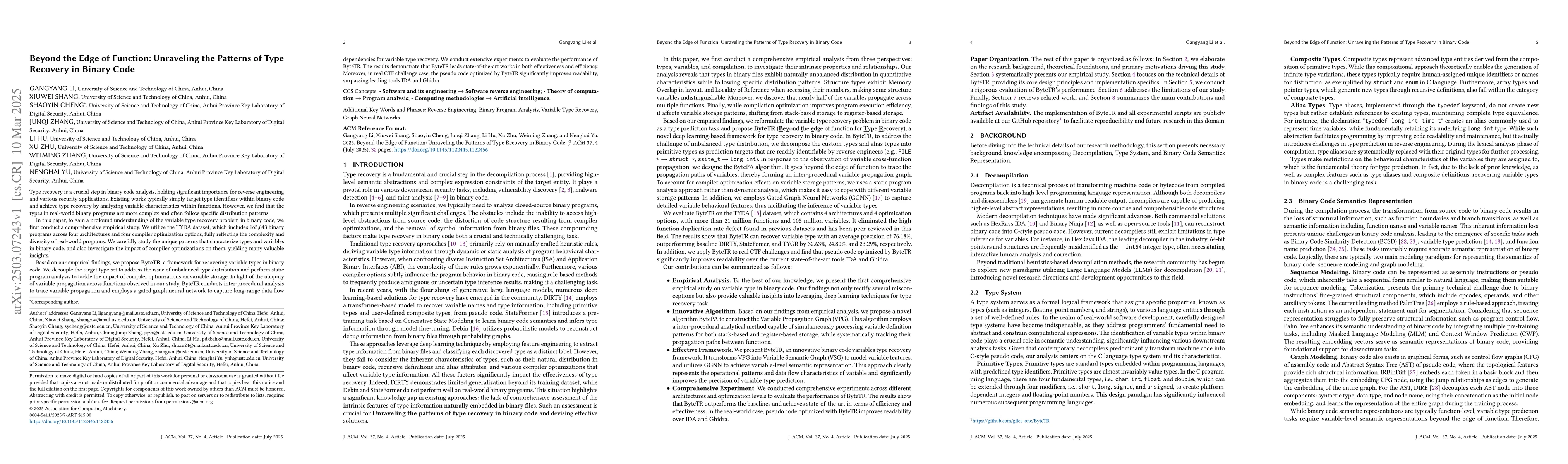 Thumbnail for Beyond the Edge of Function: Unraveling the Patterns of Type Recovery in
  Binary Code