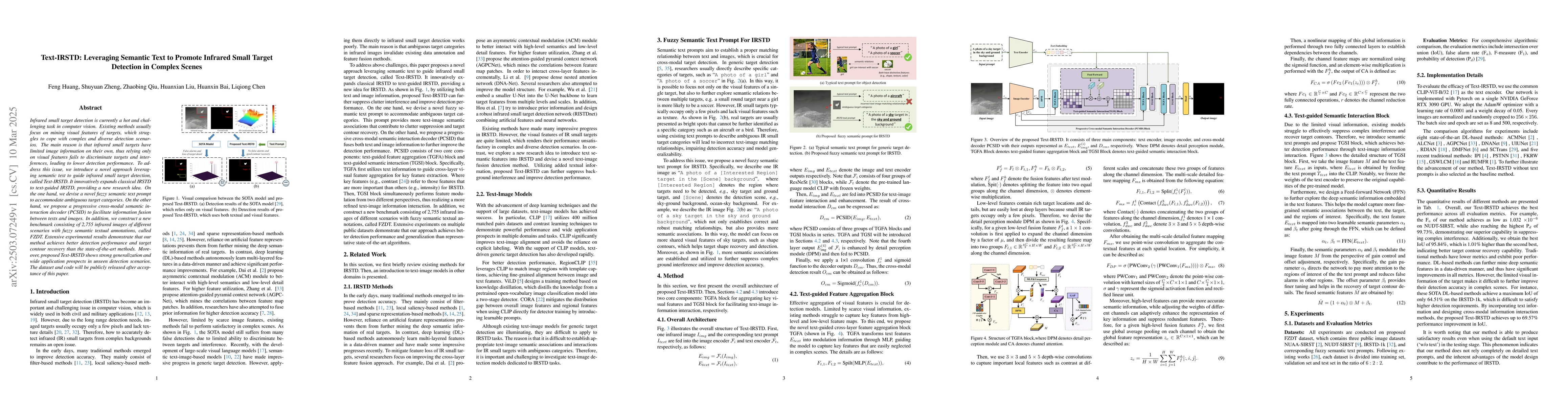 Thumbnail for Text-IRSTD: Leveraging Semantic Text to Promote Infrared Small Target
  Detection in Complex Scenes