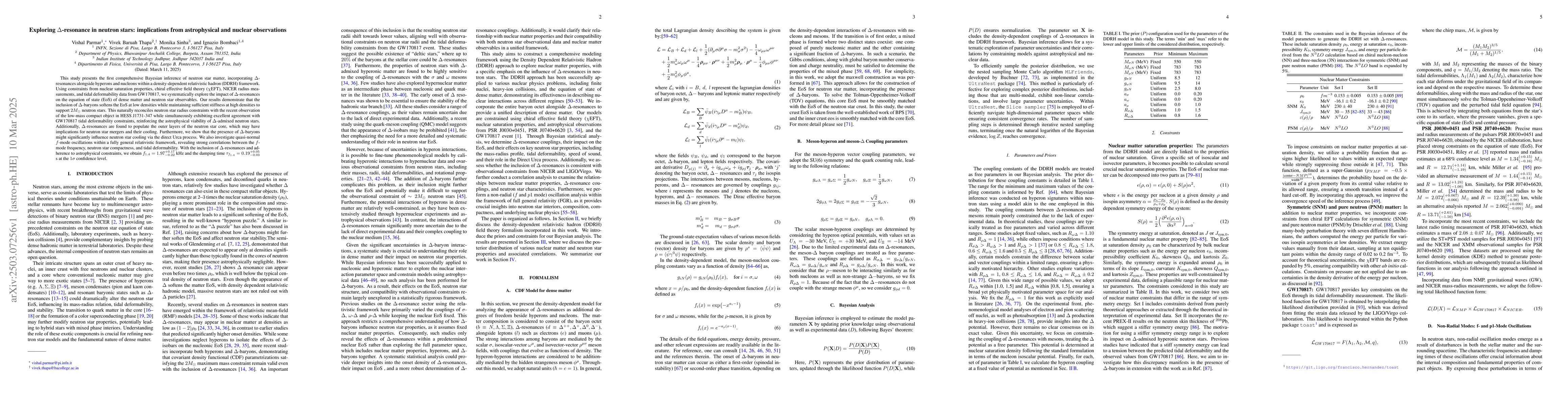 Thumbnail for Exploring $Δ$-resonance in neutron stars: implications from
  astrophysical and nuclear observations