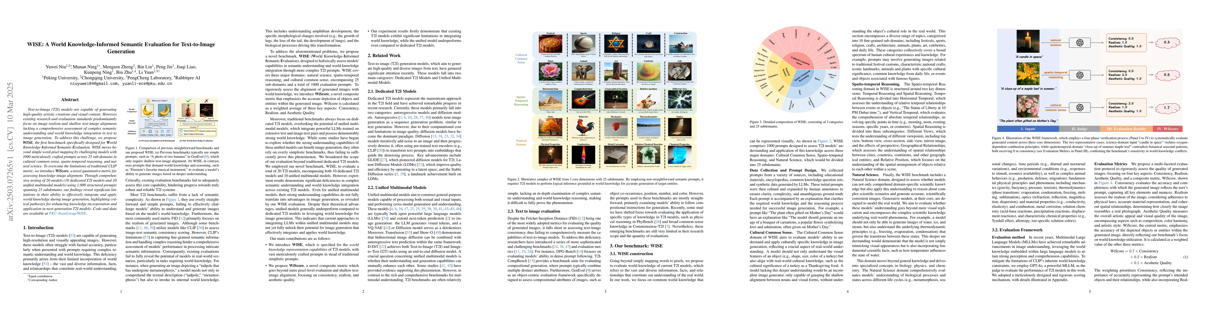Thumbnail for WISE: A World Knowledge-Informed Semantic Evaluation for Text-to-Image
  Generation