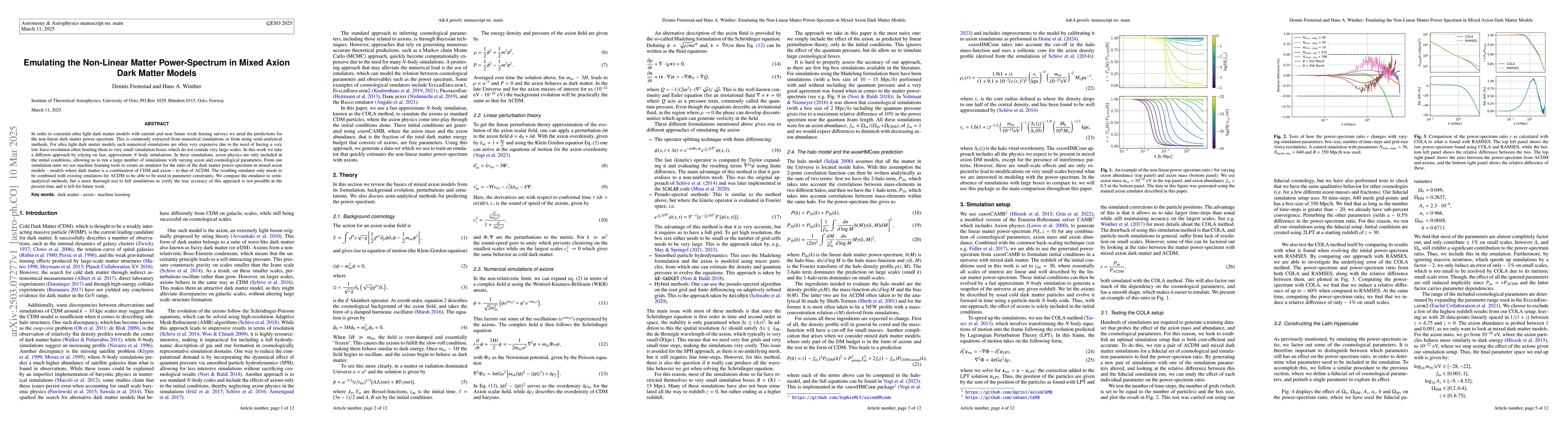 Thumbnail for Emulating the Non-Linear Matter Power-Spectrum in Mixed Axion Dark
  Matter Models