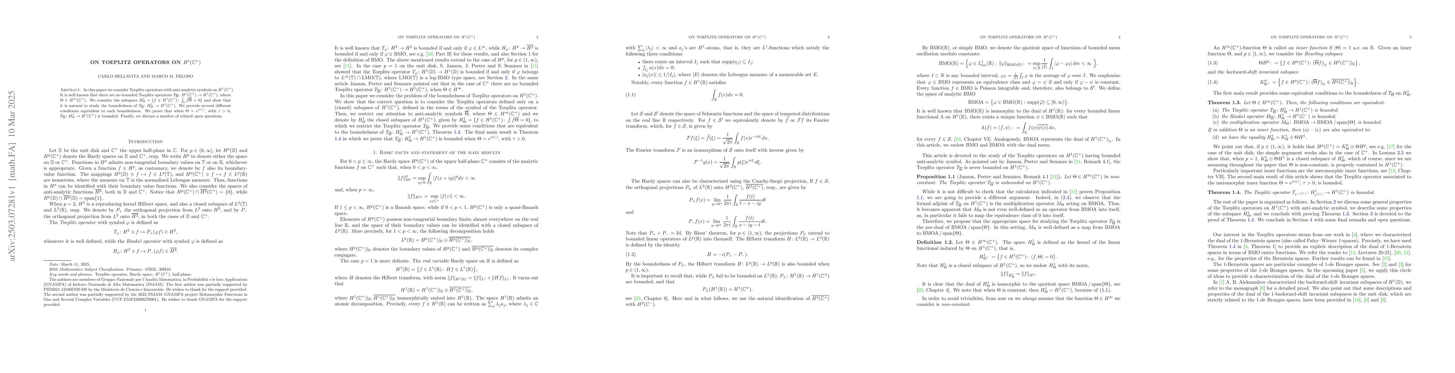 Thumbnail for On Toeplitz operators on $H^1(\mathbb{C}^+)$