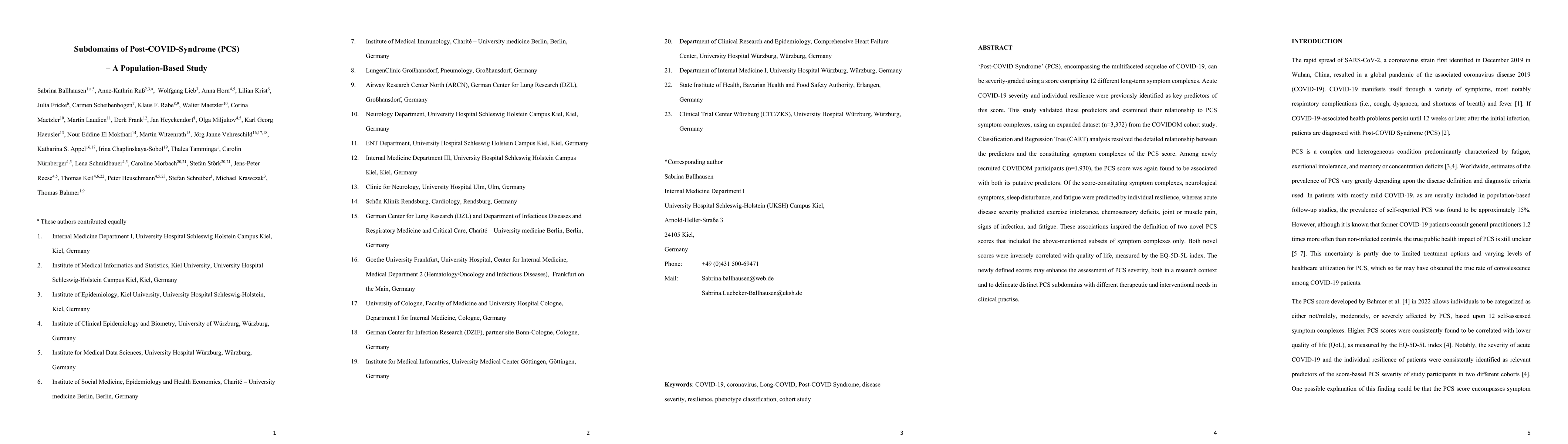 Thumbnail for Subdomains of Post-COVID-Syndrome (PCS) -- A Population-Based Study