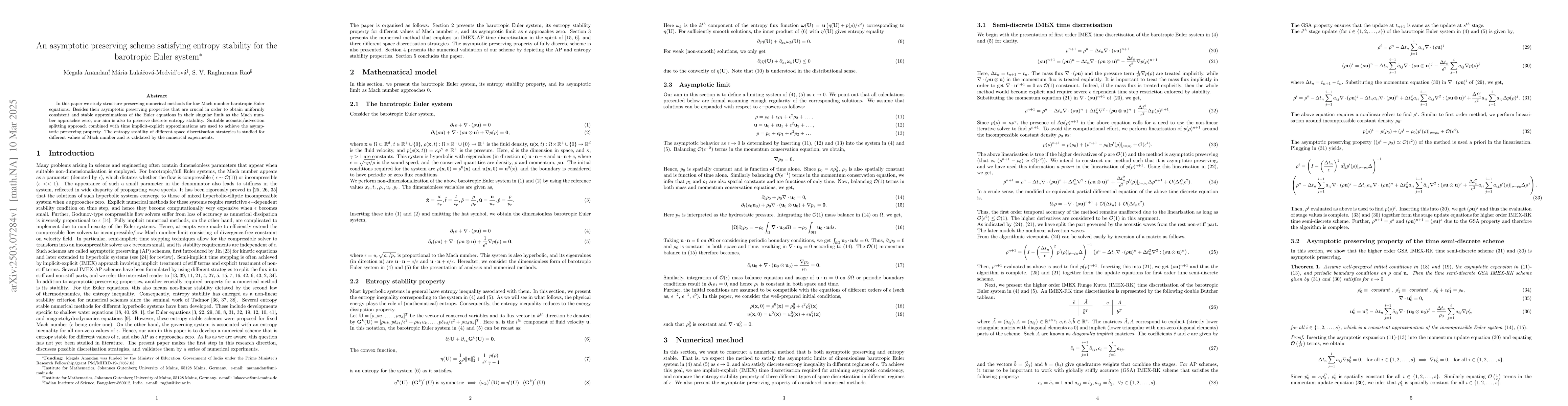 Thumbnail for An asymptotic preserving scheme satisfying entropy stability for the
  barotropic Euler system