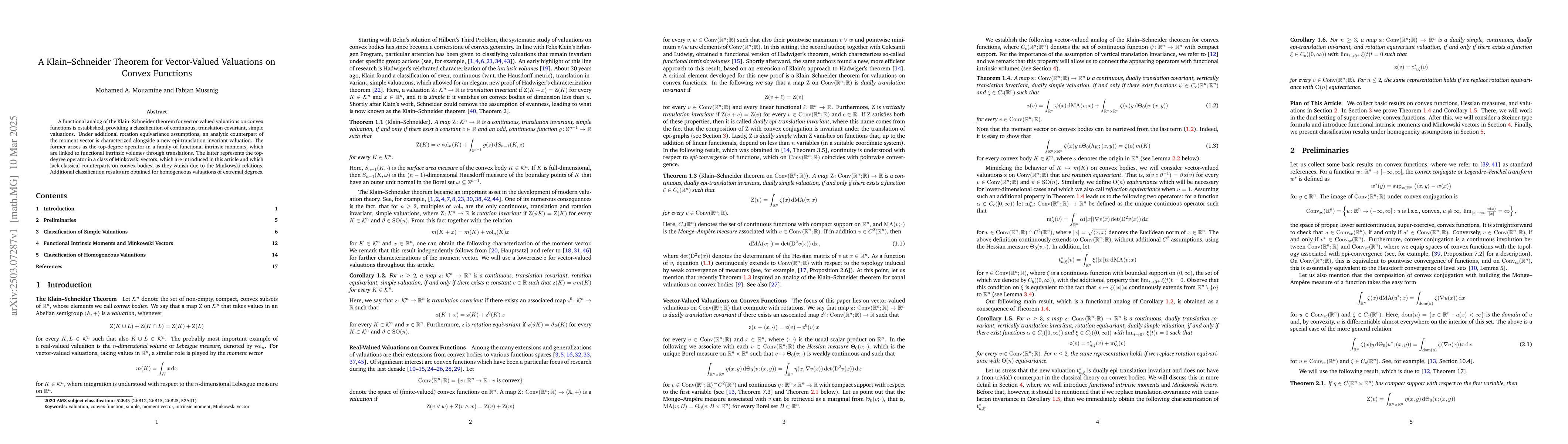 Thumbnail for A Klain-Schneider Theorem for Vector-Valued Valuations on Convex
  Functions