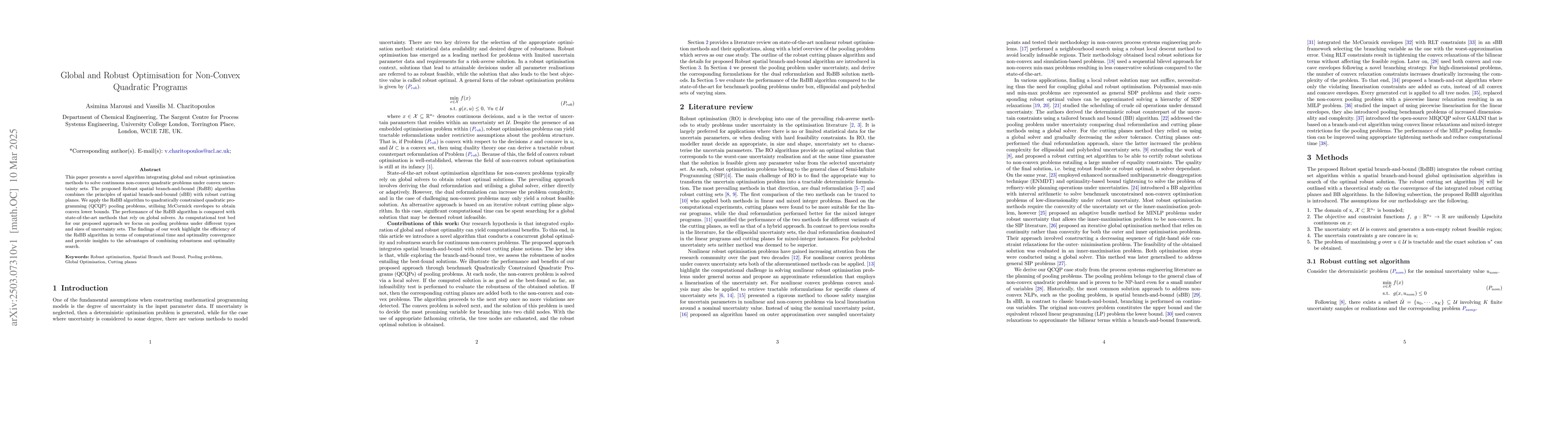 Thumbnail for Global and Robust Optimisation for Non-Convex Quadratic Programs