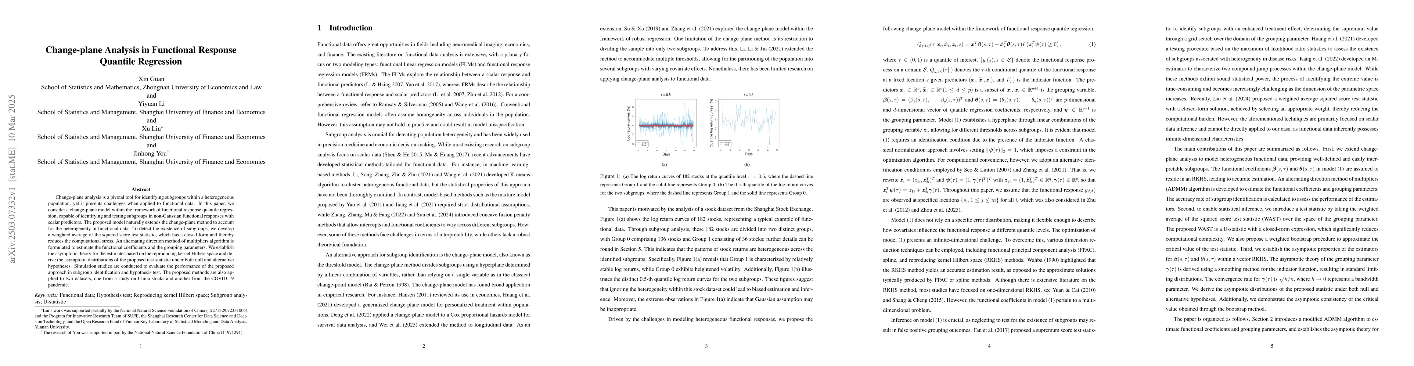 Thumbnail for Change-plane analysis in functional response quantile regression