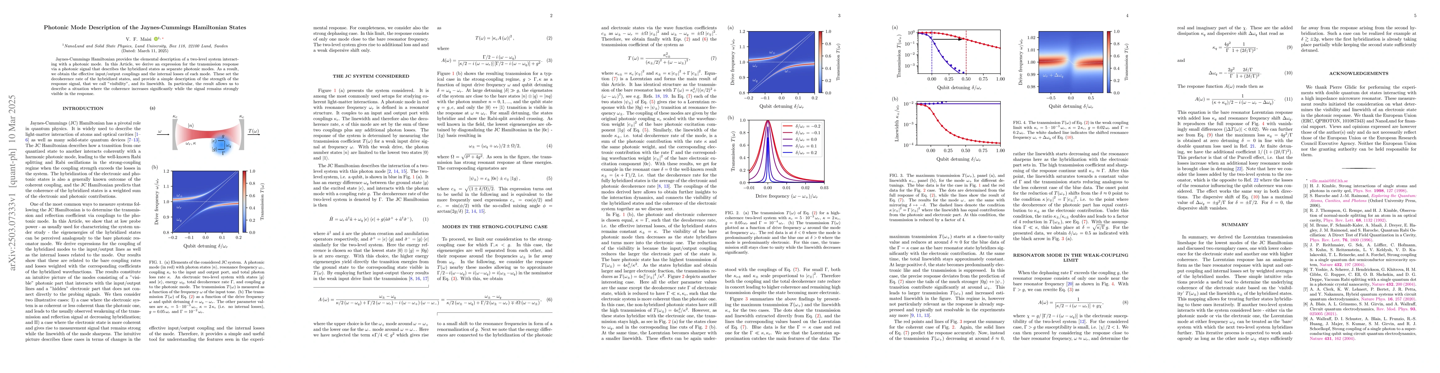 Thumbnail for Photonic Mode Description of the Jaynes-Cummings Hamiltonian States