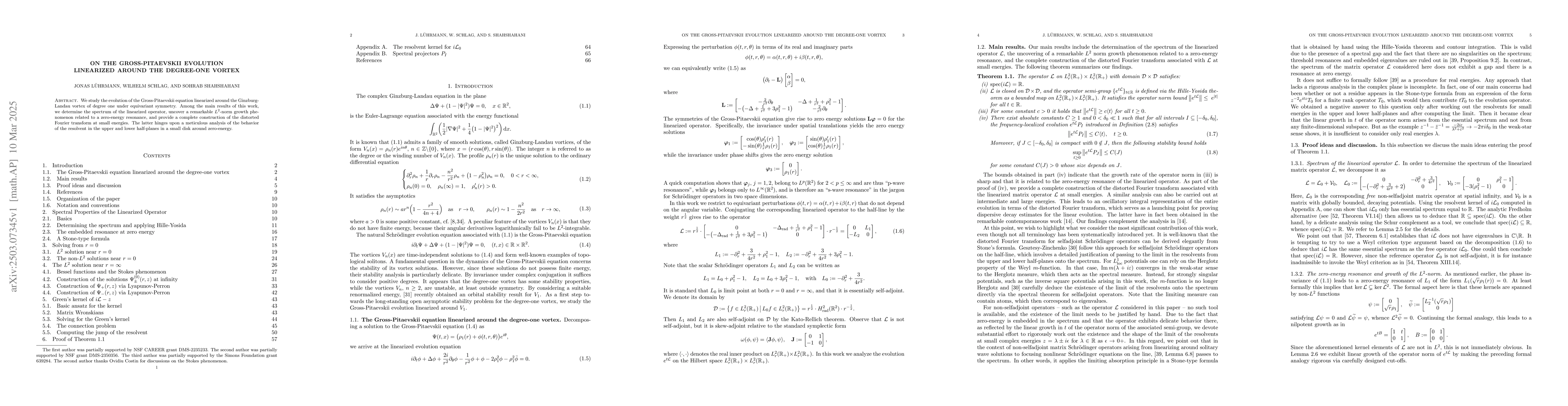 Thumbnail for On the Gross-Pitaevskii evolution linearized around the degree-one
  vortex