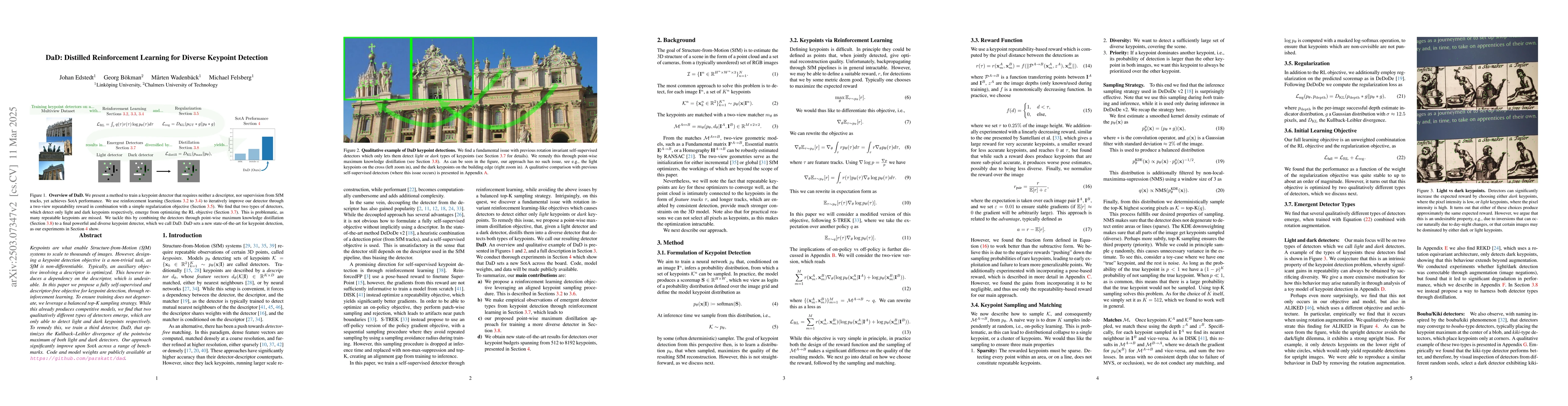 Thumbnail for DaD: Distilled Reinforcement Learning for Diverse Keypoint Detection