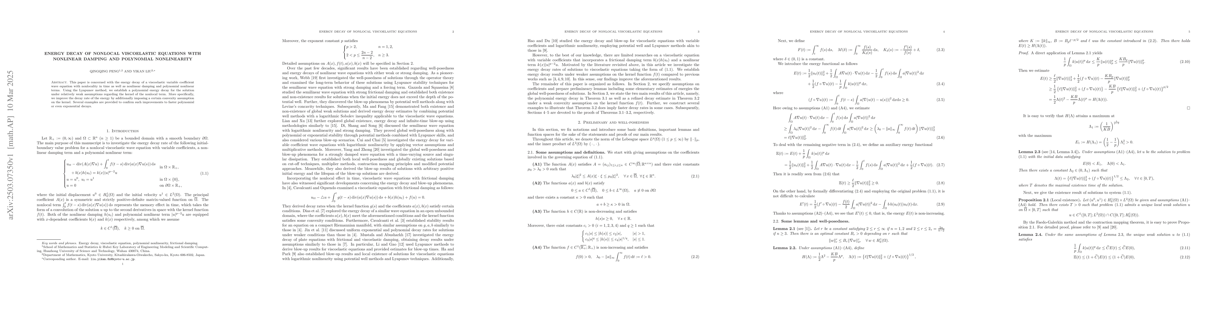 Thumbnail for Energy decay of nonlocal viscoelastic equations with nonlinear damping
  and polynomial nonlinearity