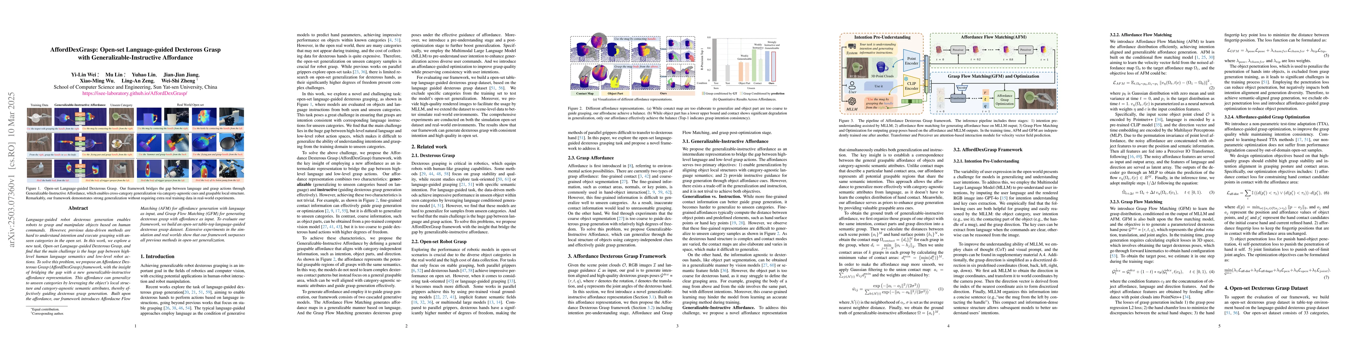 Thumbnail for AffordDexGrasp: Open-set Language-guided Dexterous Grasp with
  Generalizable-Instructive Affordance