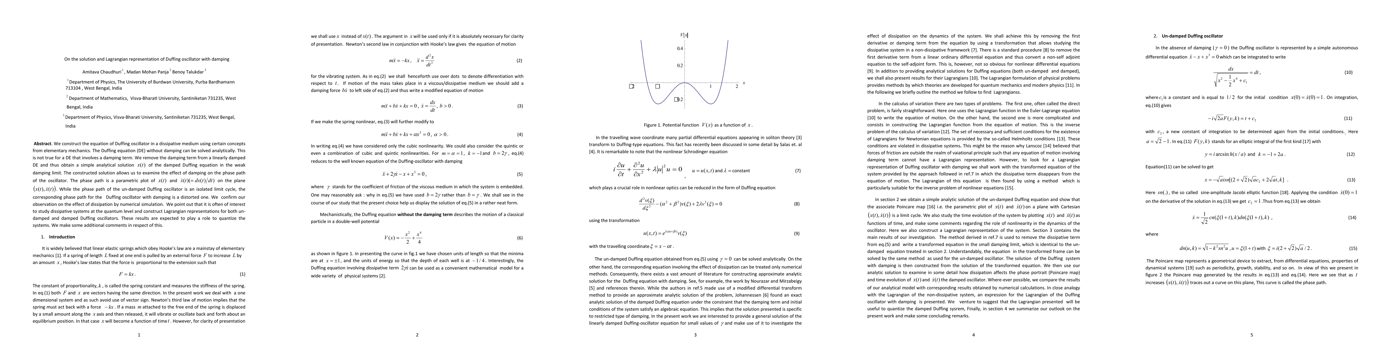 Thumbnail for On the solution and Lagrangian representation of Duffing oscillator with
  damping