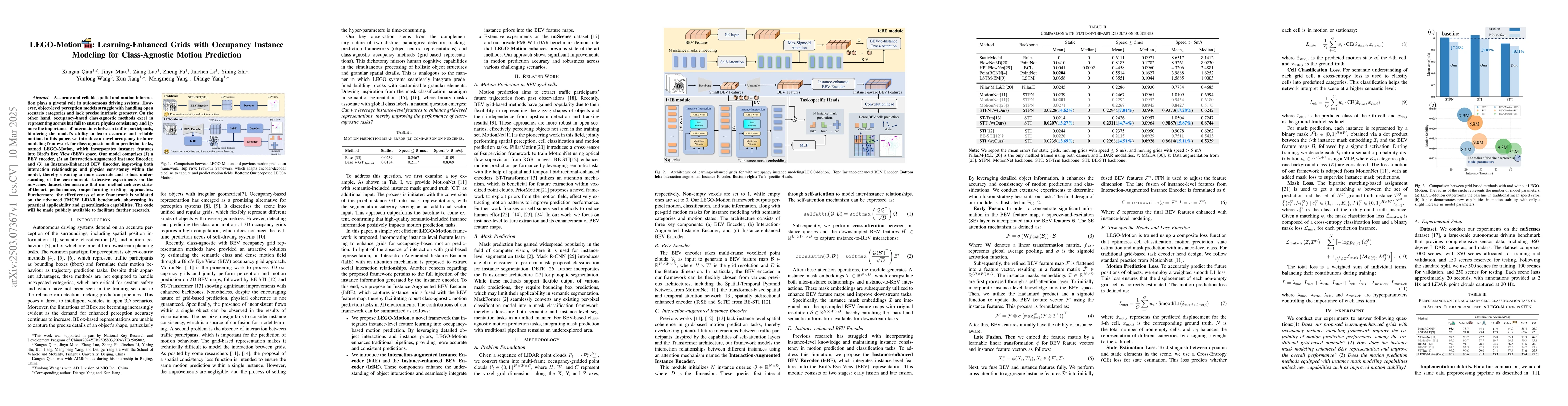 Thumbnail for LEGO-Motion: Learning-Enhanced Grids with Occupancy Instance Modeling
  for Class-Agnostic Motion Prediction
