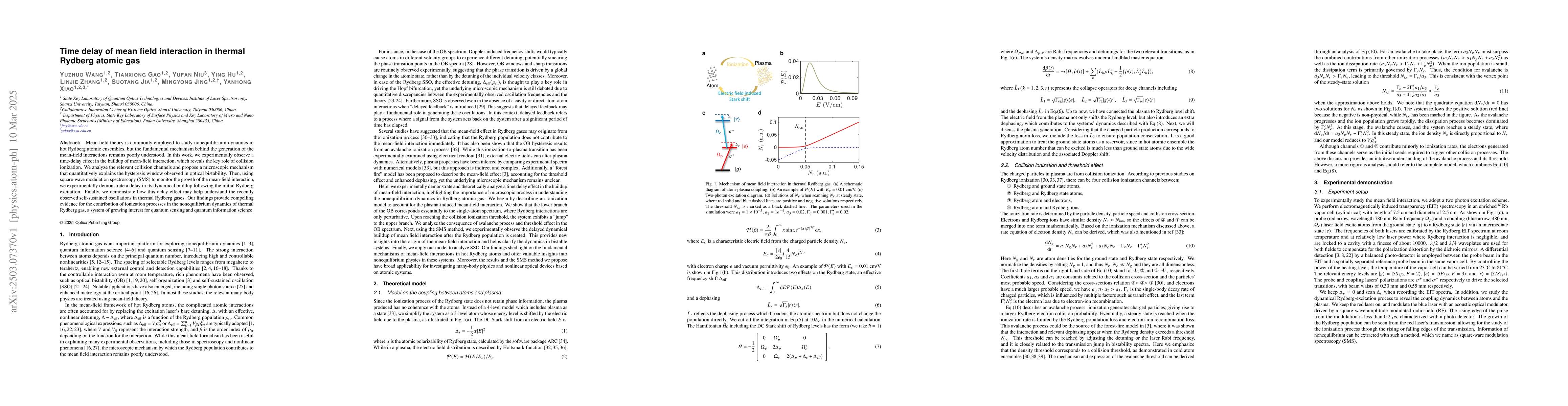 Thumbnail for Time delay of mean field interaction in thermal Rydberg atomic gas