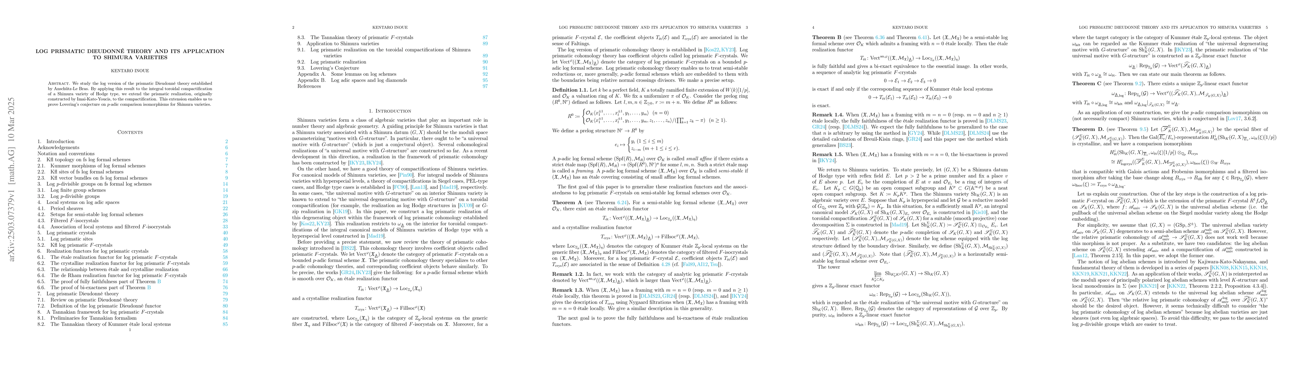 Thumbnail for Log Prismatic DieudonnĂŠ theory and its application to Shimura
  varieties