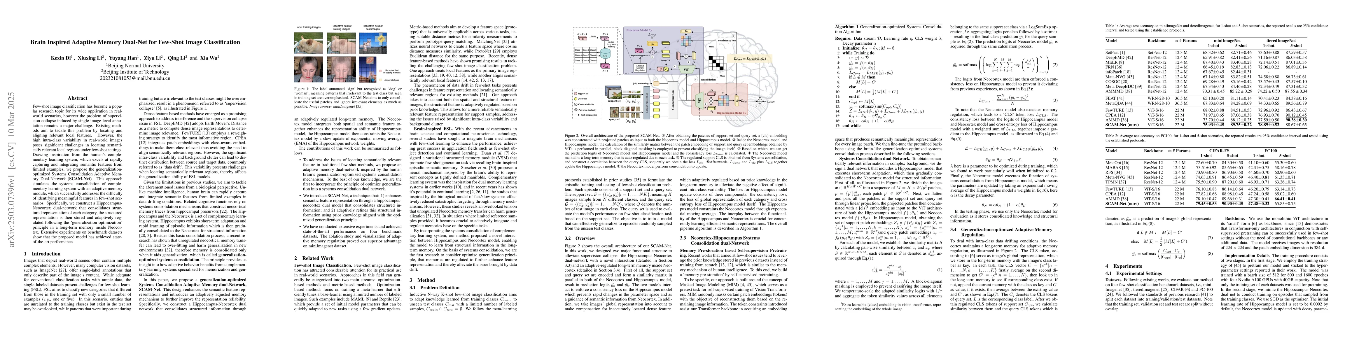 Thumbnail for Brain Inspired Adaptive Memory Dual-Net for Few-Shot Image
  Classification