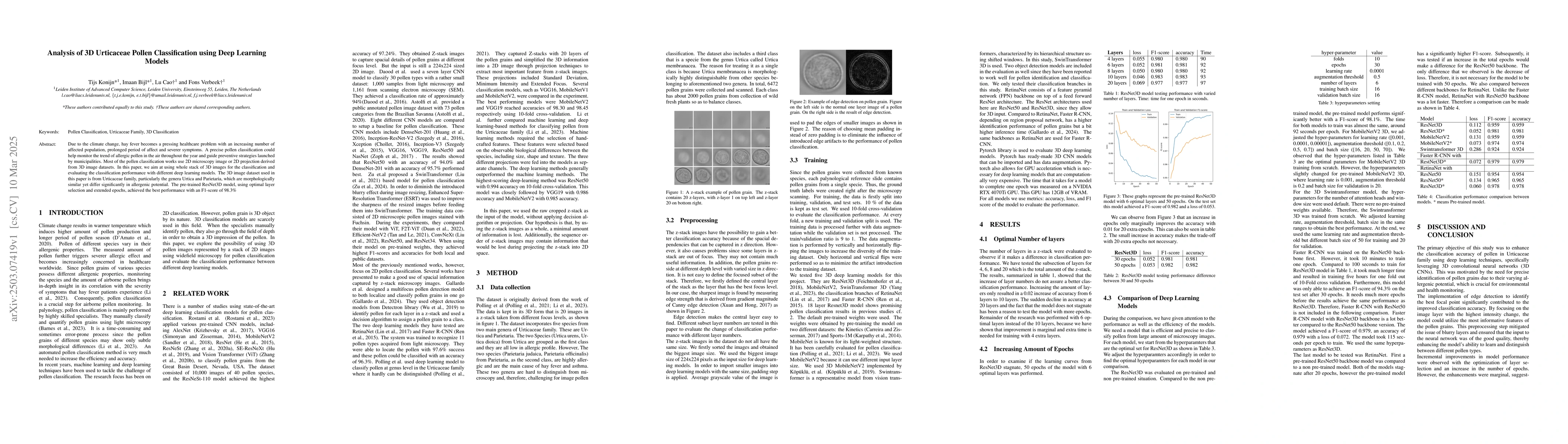 Thumbnail for Analysis of 3D Urticaceae Pollen Classification Using Deep Learning
  Models