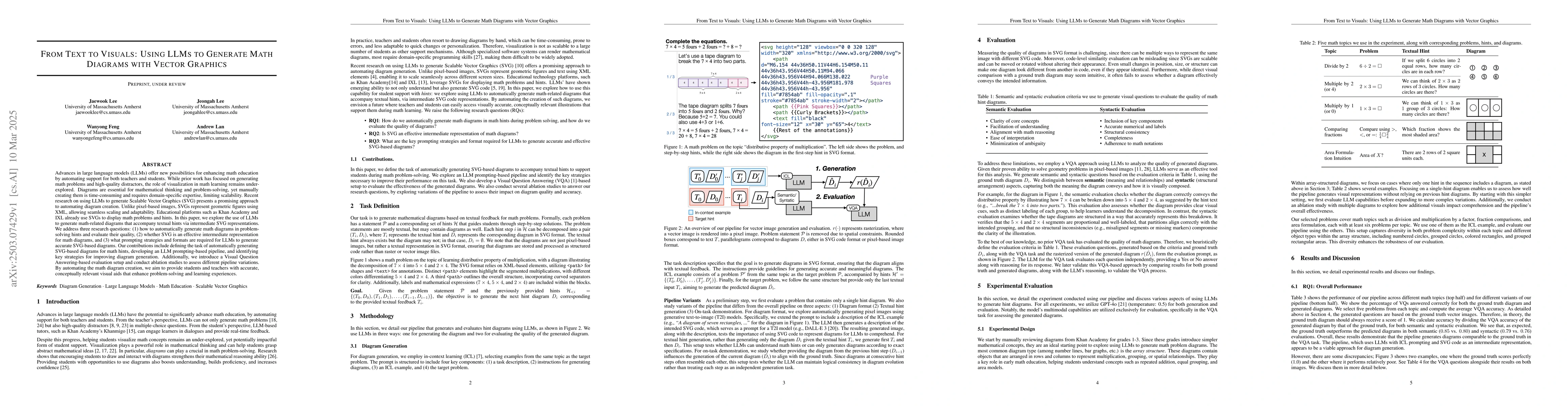 Thumbnail for From Text to Visuals: Using LLMs to Generate Math Diagrams with Vector
  Graphics