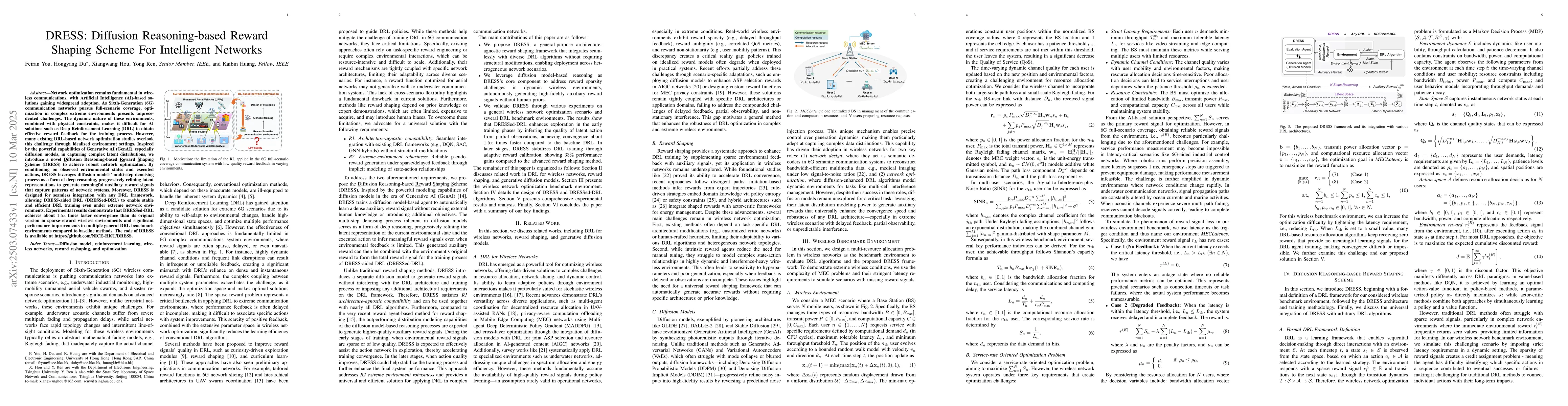 Thumbnail for DRESS: Diffusion Reasoning-based Reward Shaping Scheme For Intelligent
  Networks