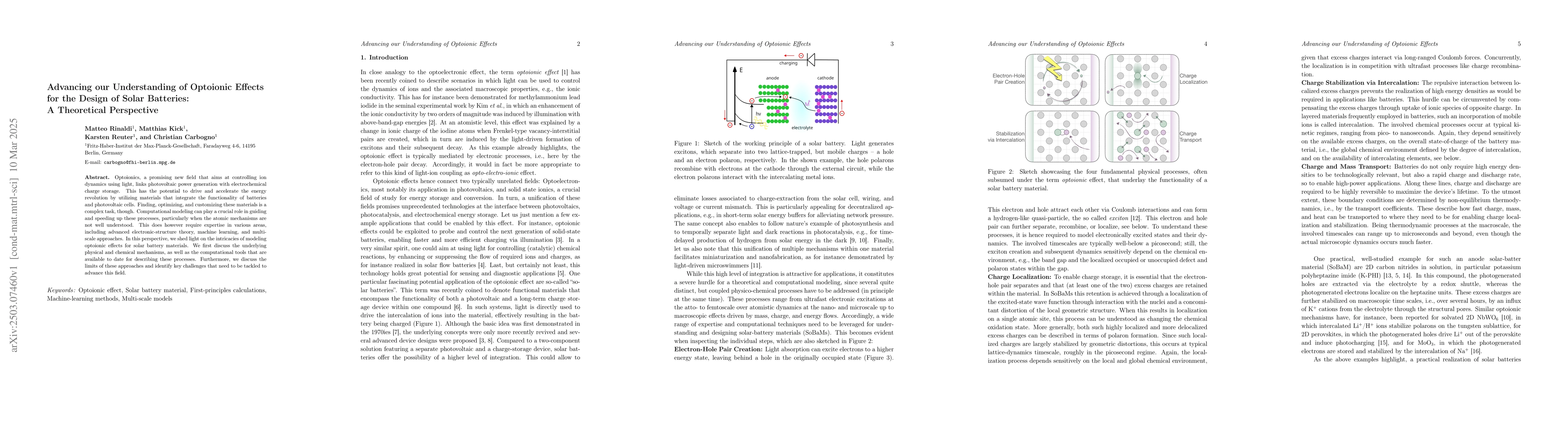 Thumbnail for Advancing our Understanding of Optoionic Effects for the Design of Solar
  Batteries: A Theoretical Perspective