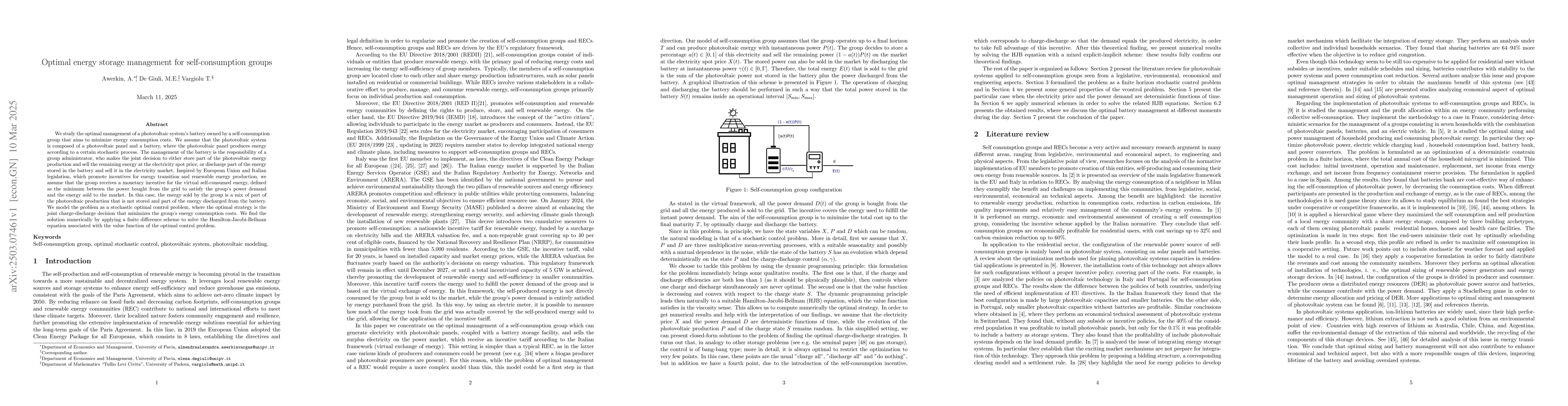 Thumbnail for Optimal energy storage management for self-consumption groups