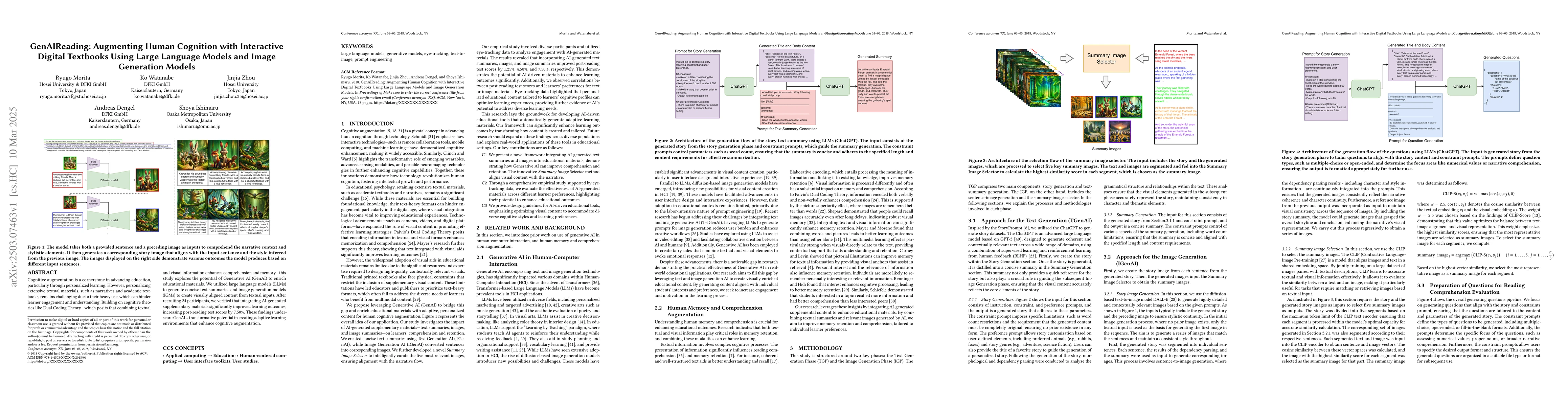 Thumbnail for GenAIReading: Augmenting Human Cognition with Interactive Digital
  Textbooks Using Large Language Models and Image Generation Models