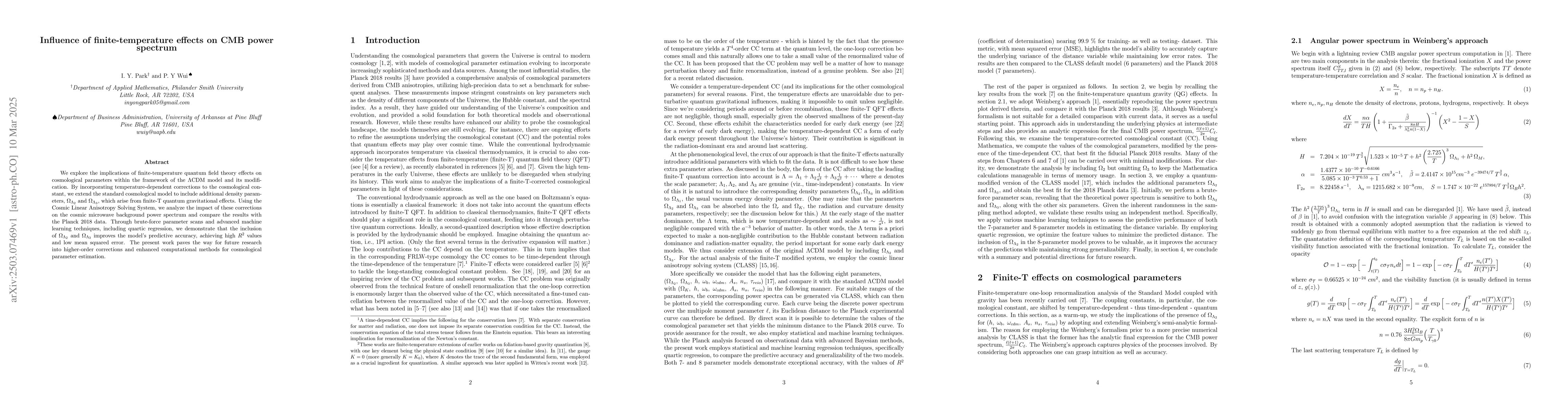 Thumbnail for Influence of finite-temperature effects on CMB power spectrum