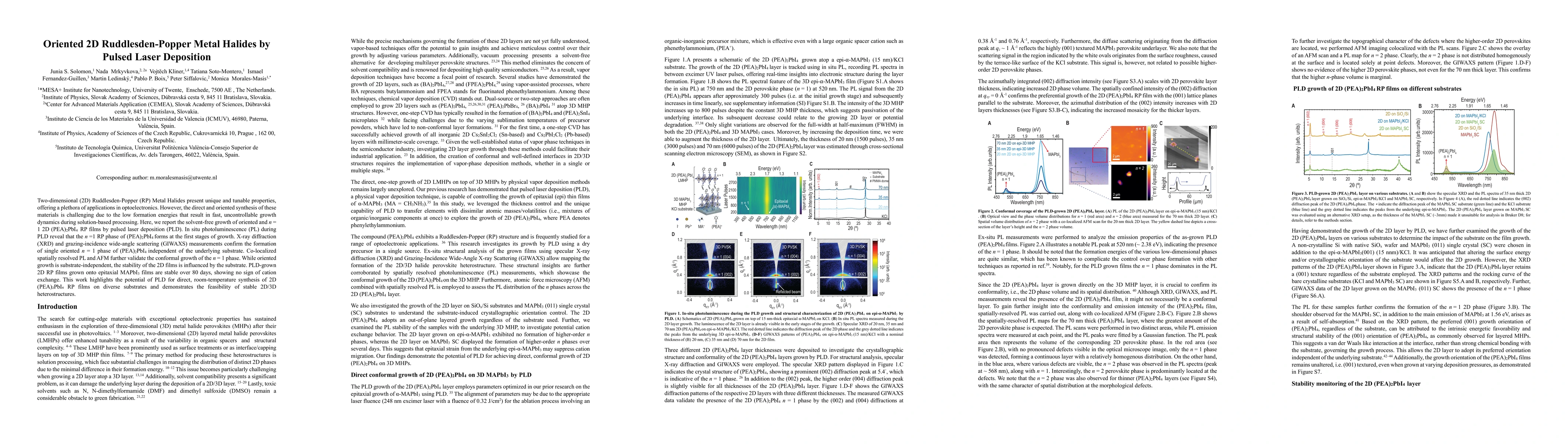 Thumbnail for Oriented 2D Ruddlesden-Popper Metal Halides by Pulsed Laser Deposition