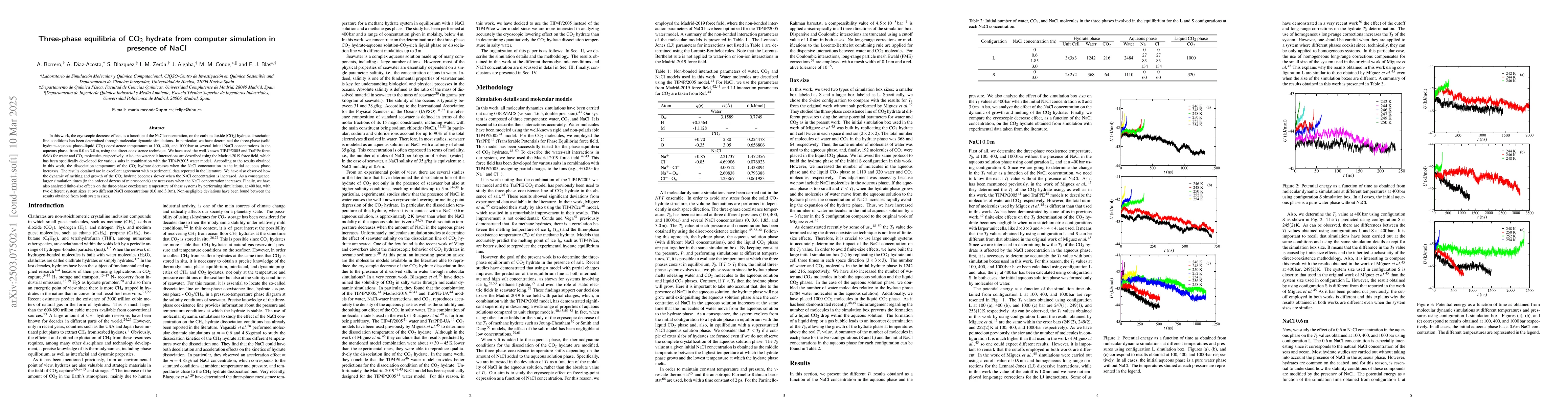 Thumbnail for Three-phase equilibria of CO$_2$ hydrate from computer simulation in
  presence of NaCl