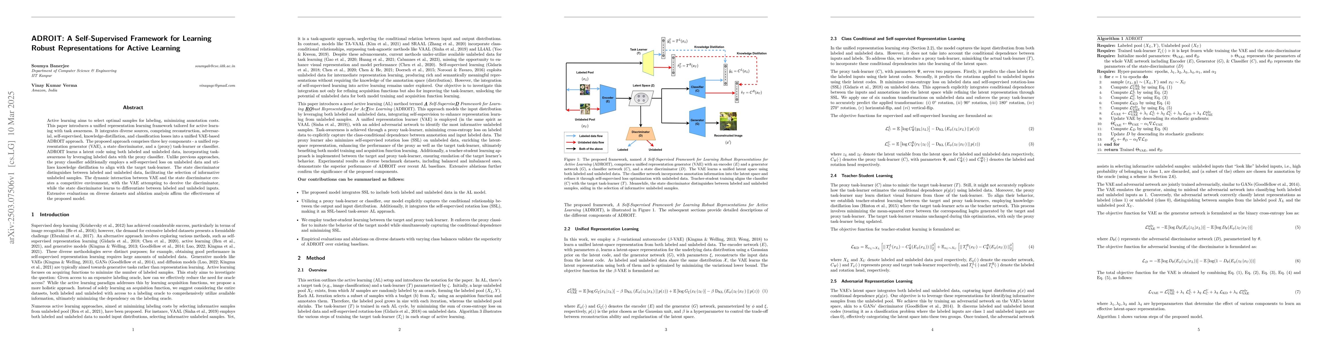 Thumbnail for ADROIT: A Self-Supervised Framework for Learning Robust Representations
  for Active Learning