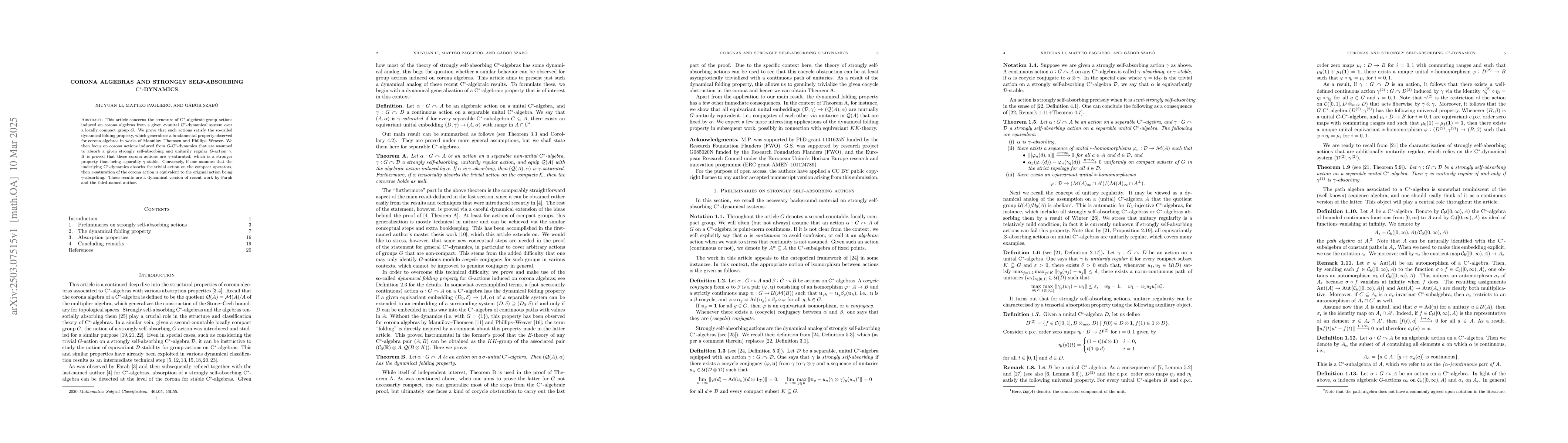 Thumbnail for Corona algebras and strongly self-absorbing $\mathrm{C}^{\ast}$-dynamics