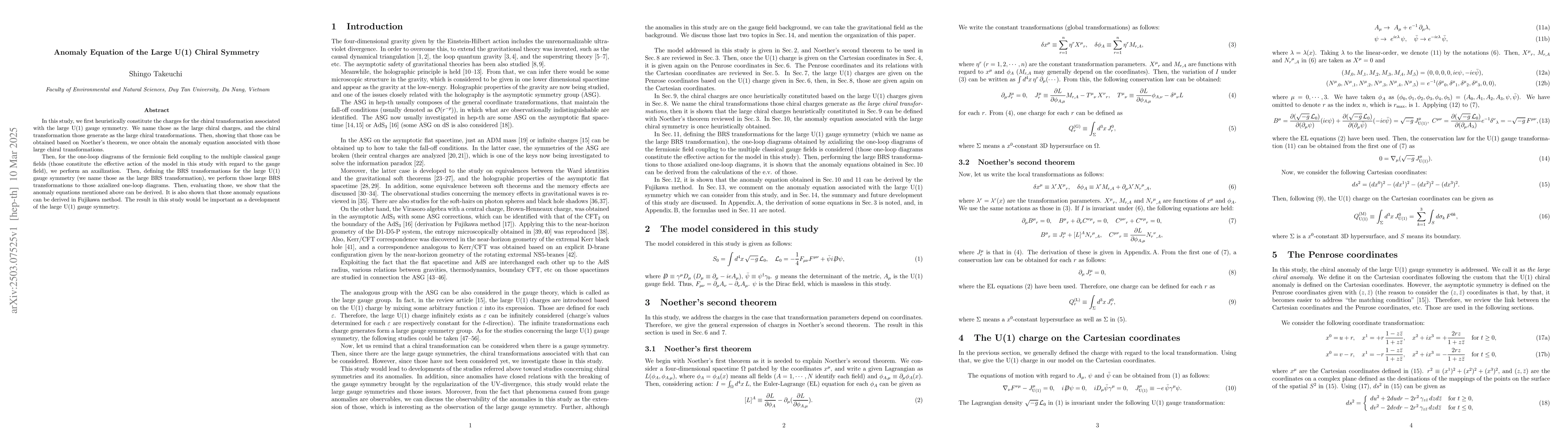 Thumbnail for Anomaly Equation of the Large U(1) Chiral Symmetry