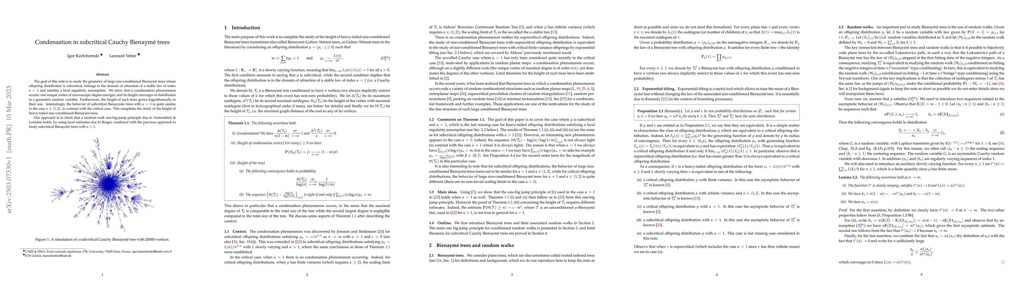 Thumbnail for Condensation in subcritical Cauchy Bienaymé trees