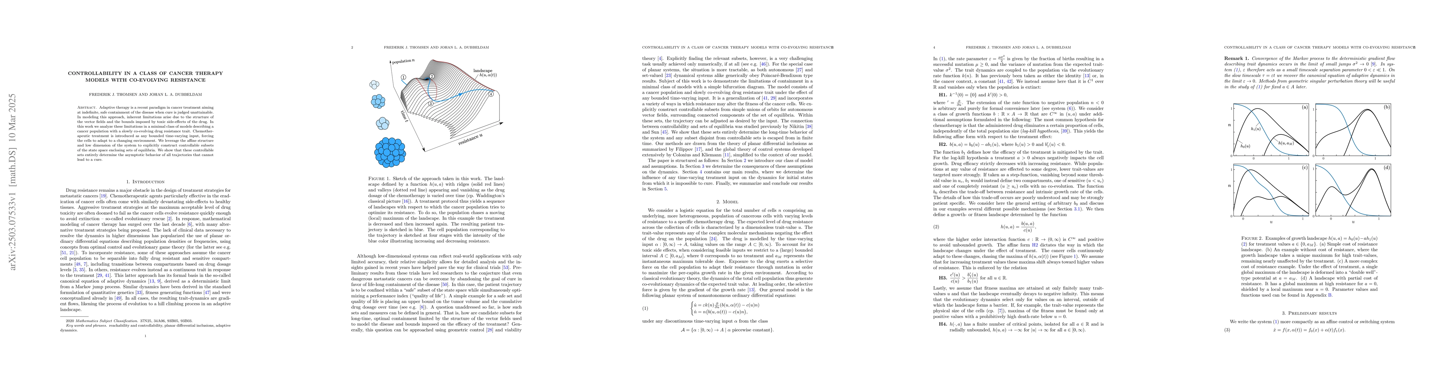 Thumbnail for Controllability in a class of cancer therapy models with co-evolving
  resistance