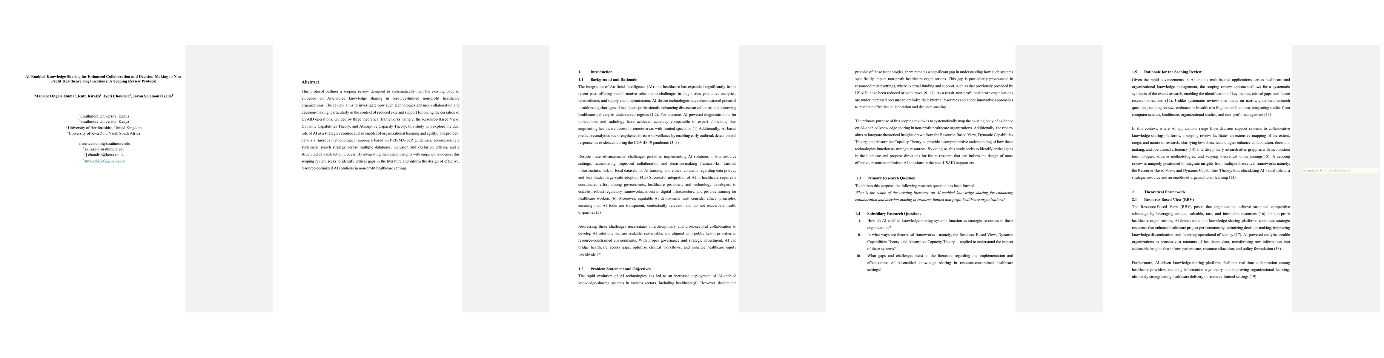 Thumbnail for AI-Enabled Knowledge Sharing for Enhanced Collaboration and
  Decision-Making in Non-Profit Healthcare Organizations: A Scoping Review
  Protocol