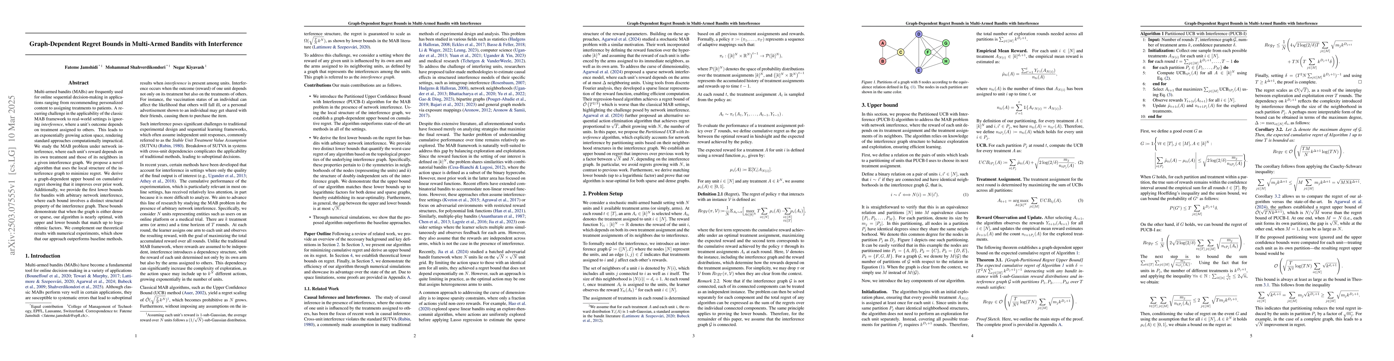 Thumbnail for Graph-Dependent Regret Bounds in Multi-Armed Bandits with Interference