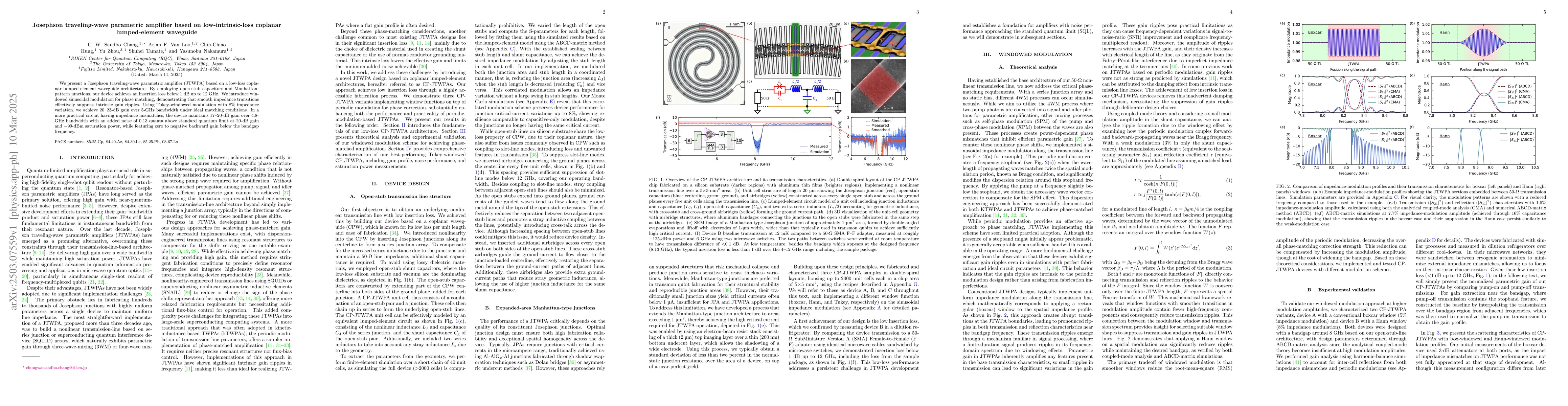 Thumbnail for Josephson traveling-wave parametric amplifier based on
  low-intrinsic-loss coplanar lumped-element waveguide