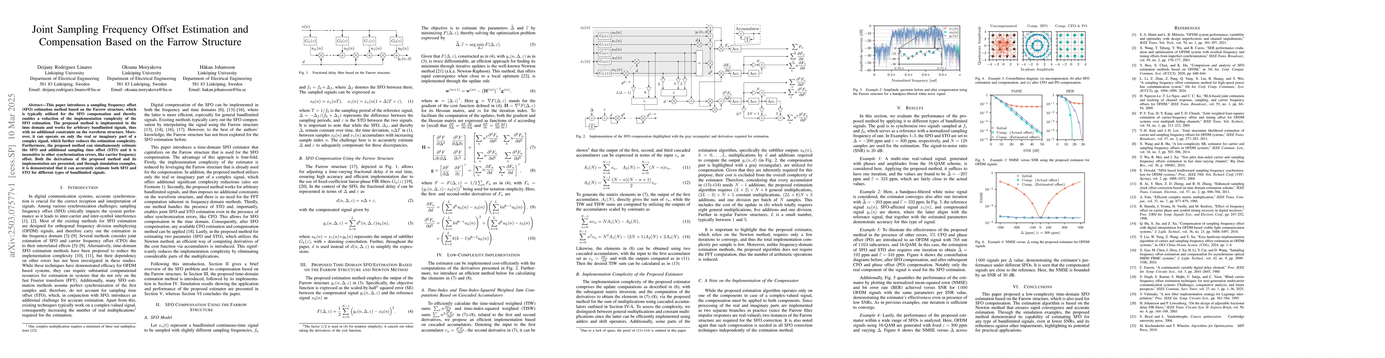 Thumbnail for Joint Sampling Frequency Offset Estimation and Compensation Based on the
  Farrow Structure