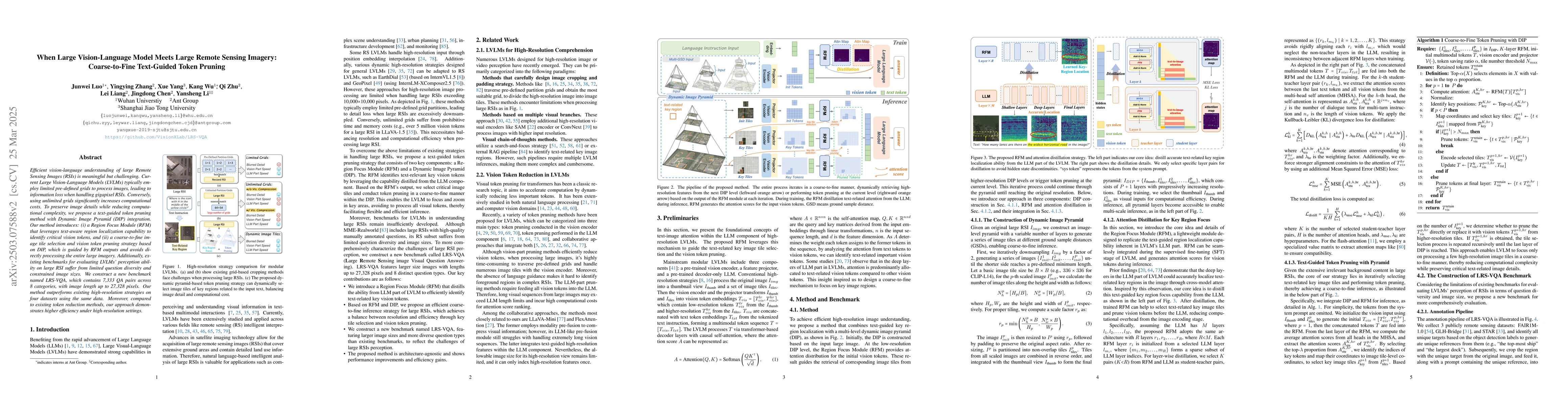 Thumbnail for When Large Vision-Language Model Meets Large Remote Sensing Imagery:
  Coarse-to-Fine Text-Guided Token Pruning