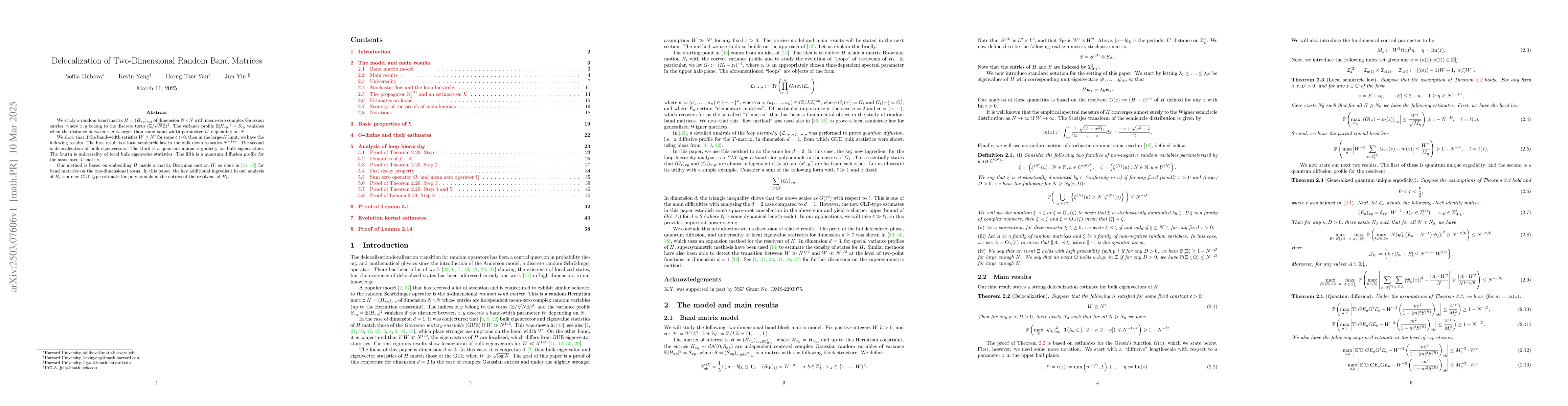 Thumbnail for Delocalization of Two-Dimensional Random Band Matrices