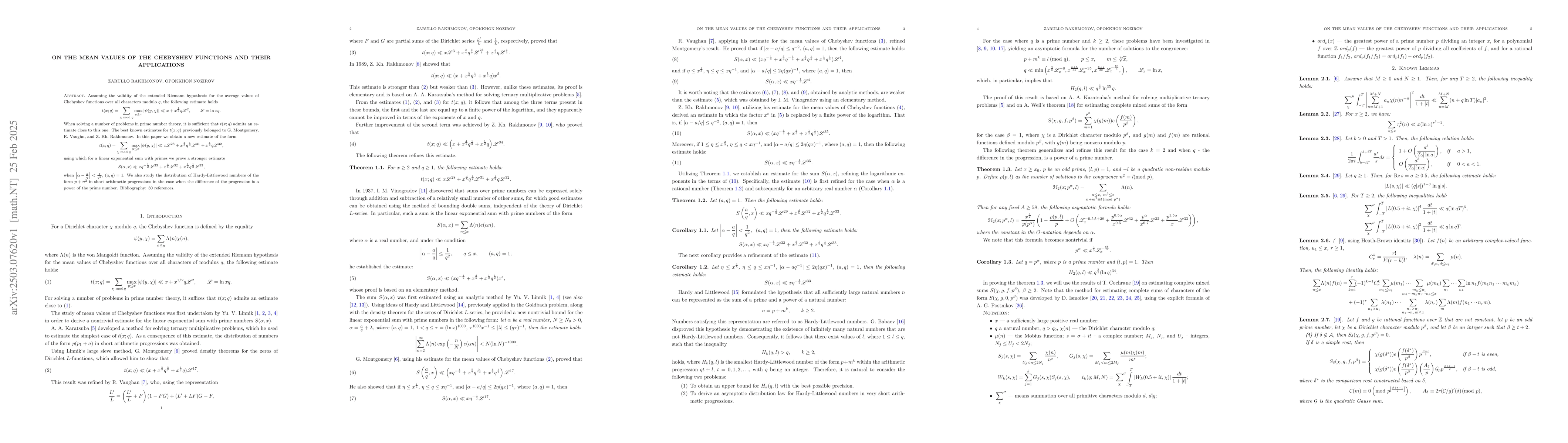 Thumbnail for On the mean values of the Chebyshev functions and their applications