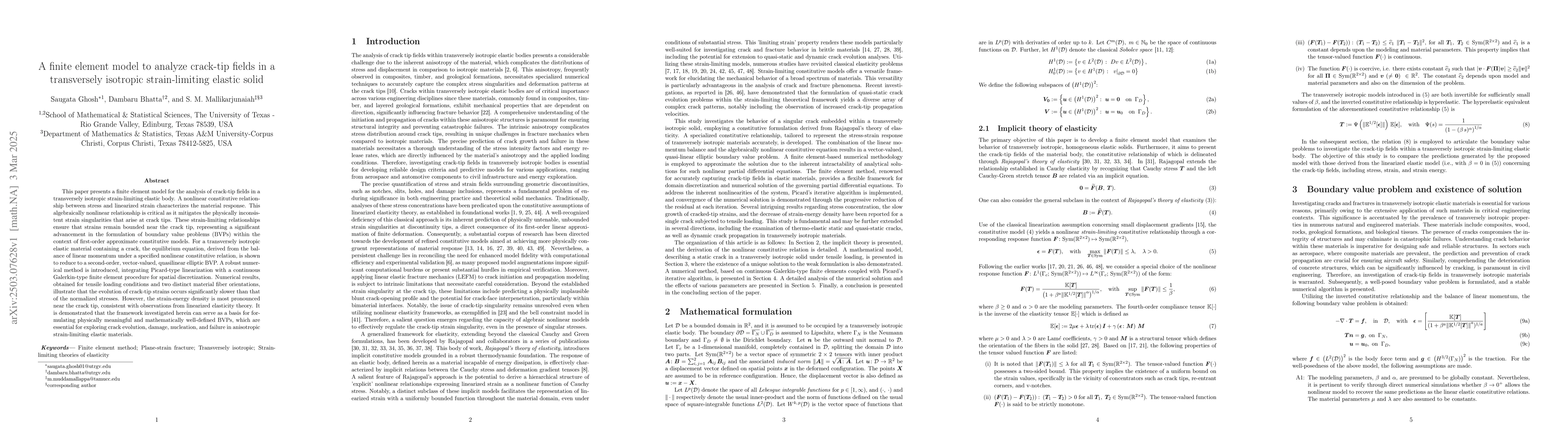 Thumbnail for A finite element model to analyze crack-tip fields in a transversely
  isotropic strain-limiting elastic solid