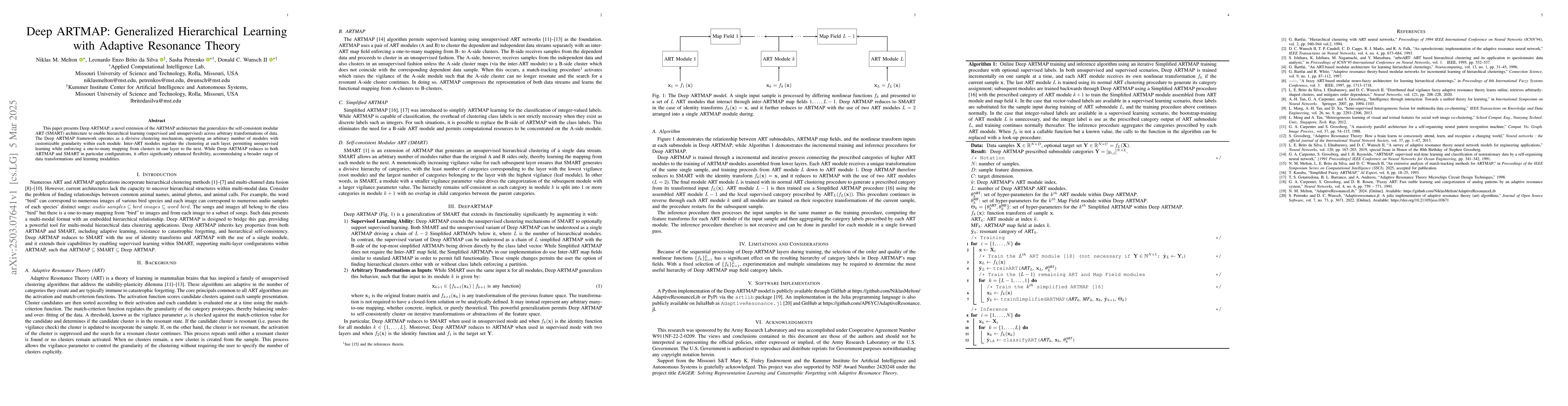 Thumbnail for Deep ARTMAP: Generalized Hierarchical Learning with Adaptive Resonance
  Theory