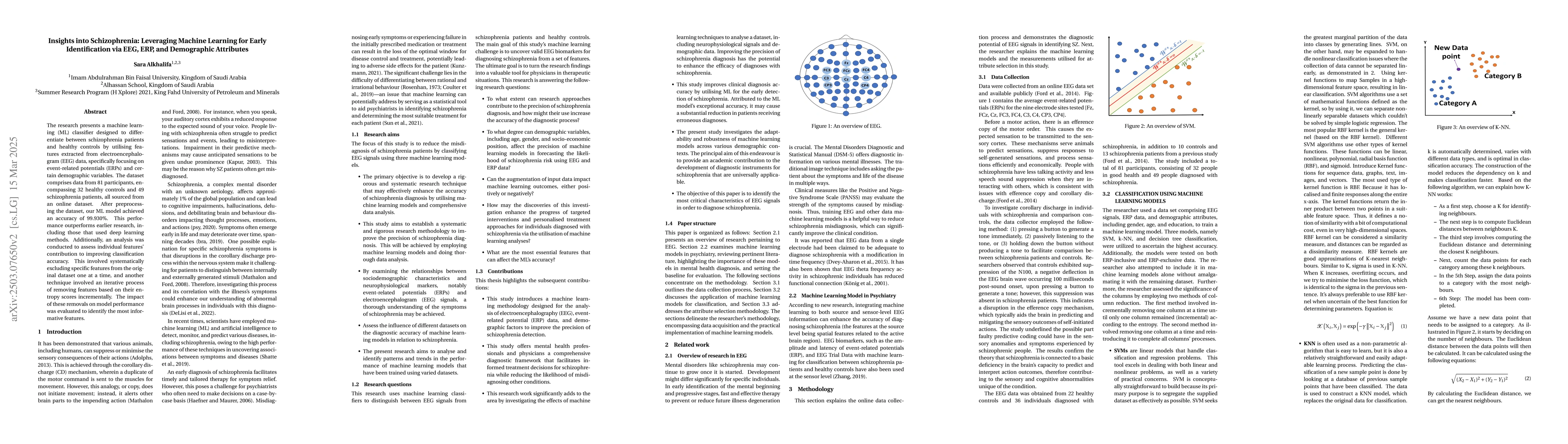 Thumbnail for Insights into Schizophrenia: Leveraging Machine Learning for Early
  Identification via EEG, ERP, and Demographic Attributes