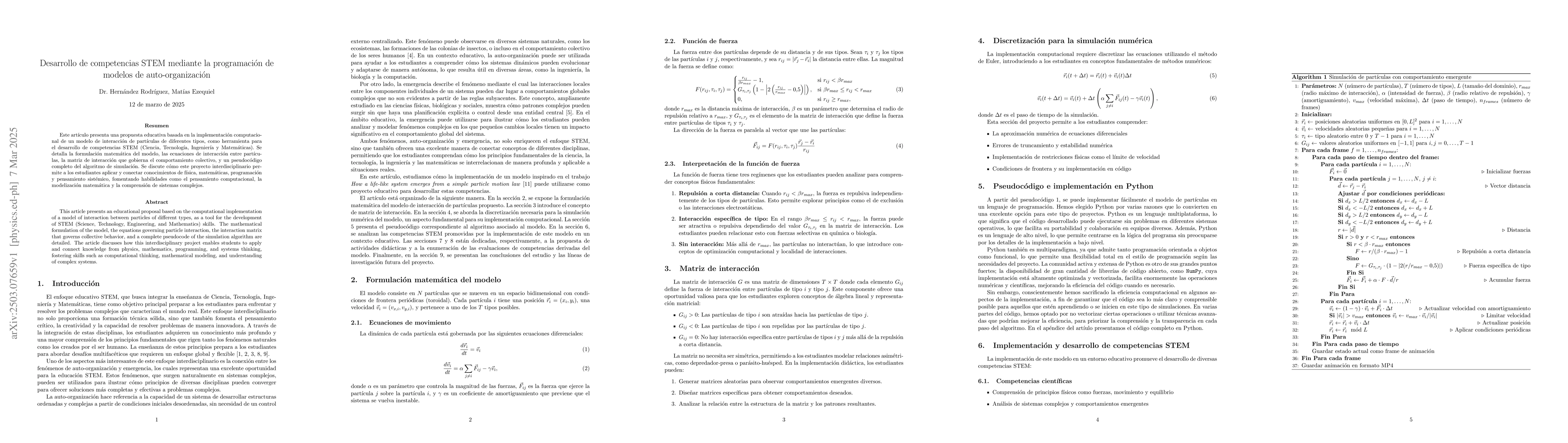 Thumbnail for Desarrollo de competencias STEM mediante la programación de modelos de
  auto-organización