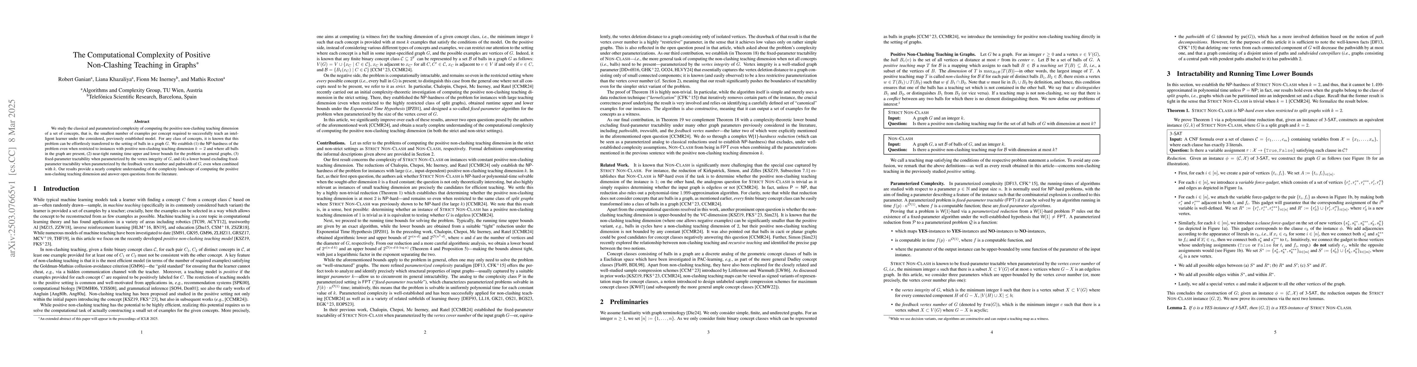 Thumbnail for The Computational Complexity of Positive Non-Clashing Teaching in Graphs